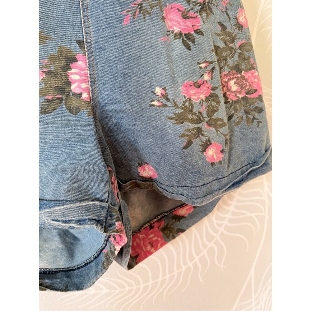 floral print denim shortall romper medium - Picture 5 of 11